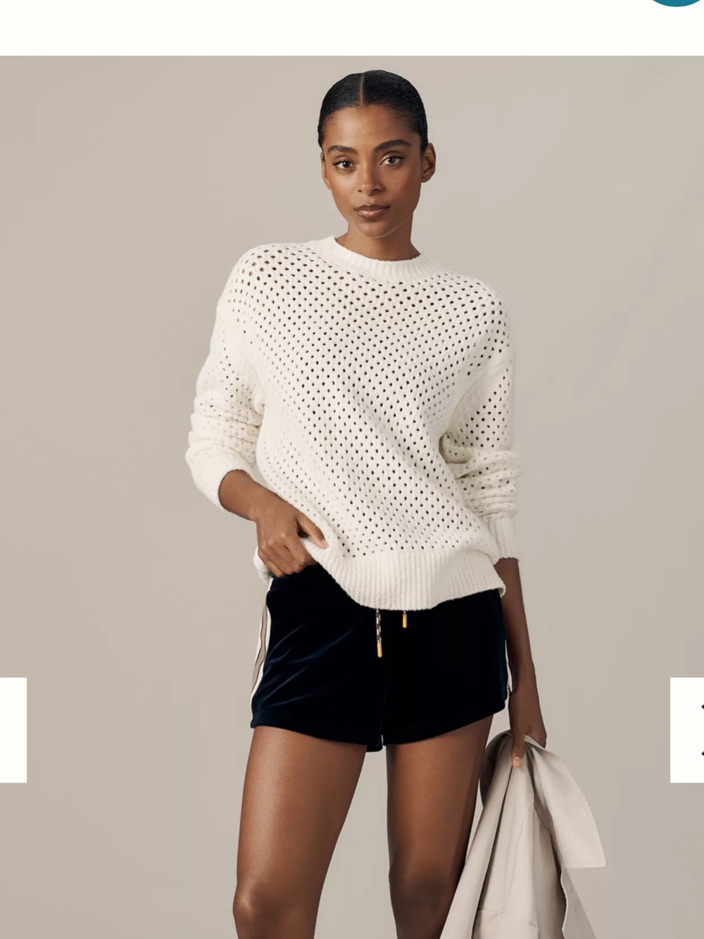 Eddie Bauer 100% cotton white Knit Sweater crochet